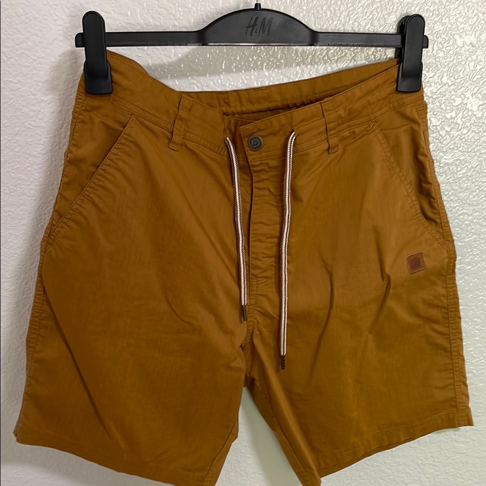 Men’s Tan Flat Front Shorts with Relaxed Fit